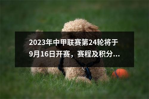 2023年中甲联赛第24轮将于9月16日开赛，赛程及积分榜共2426轮。