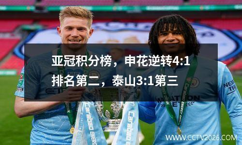 亚冠积分榜，申花逆转4:1排名第二，泰山3:1第三