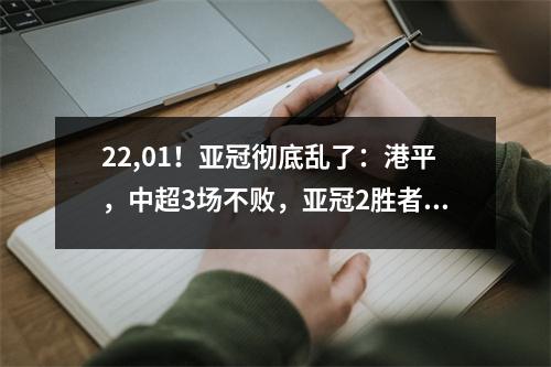 22,01！亚冠彻底乱了：港平，中超3场不败，亚冠2胜者爆冷