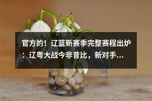 官方的！辽篮新赛季完整赛程出炉：辽粤大战今非昔比，新对手出现。