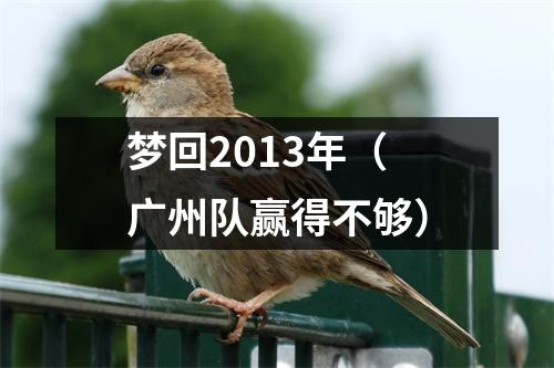 梦回2013年（广州队赢得不够）