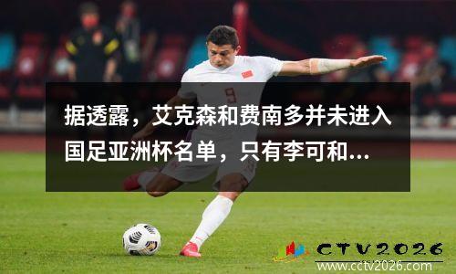 据透露，艾克森和费南多并未进入国足亚洲杯名单，只有李可和蒋光太入籍国脚。