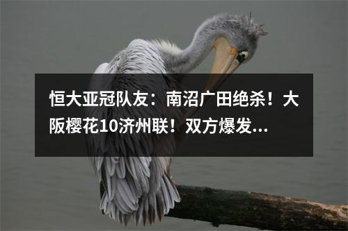 恒大亚冠队友：南沼广田绝杀！大阪樱花10济州联！双方爆发冲突！