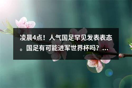 凌晨4点！人气国足罕见发表表态。国足有可能进军世界杯吗？伊万很惊讶