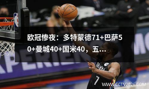 欧冠惨夜：多特蒙德71+巴萨50+曼城40+国米40，五巨头集体全部