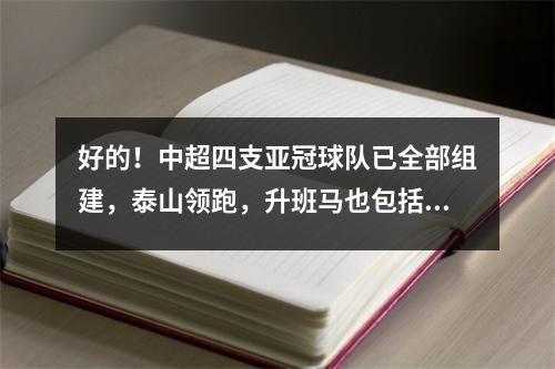 好的！中超四支亚冠球队已全部组建，泰山领跑，升班马也包括其中。