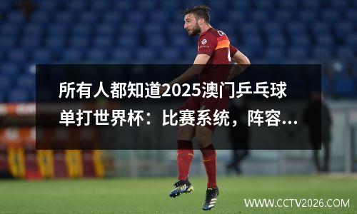 所有人都知道2025澳门乒乓球单打世界杯：比赛系统，阵容和亮点都不会缺少