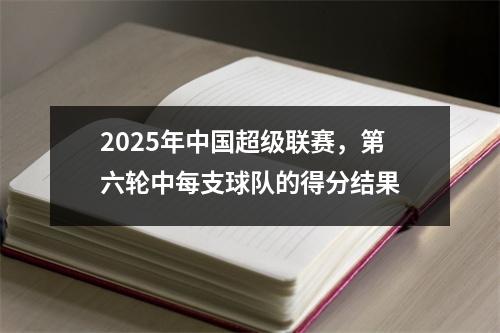 2025年中国超级联赛，第六轮中每支球队的得分结果