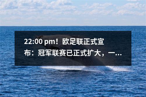 22:00 pm！欧足联正式宣布：冠军联赛已正式扩大，一年将在一年内举行3场比赛