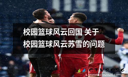 校园篮球风云回国 关于校园篮球风云苏雪的问题